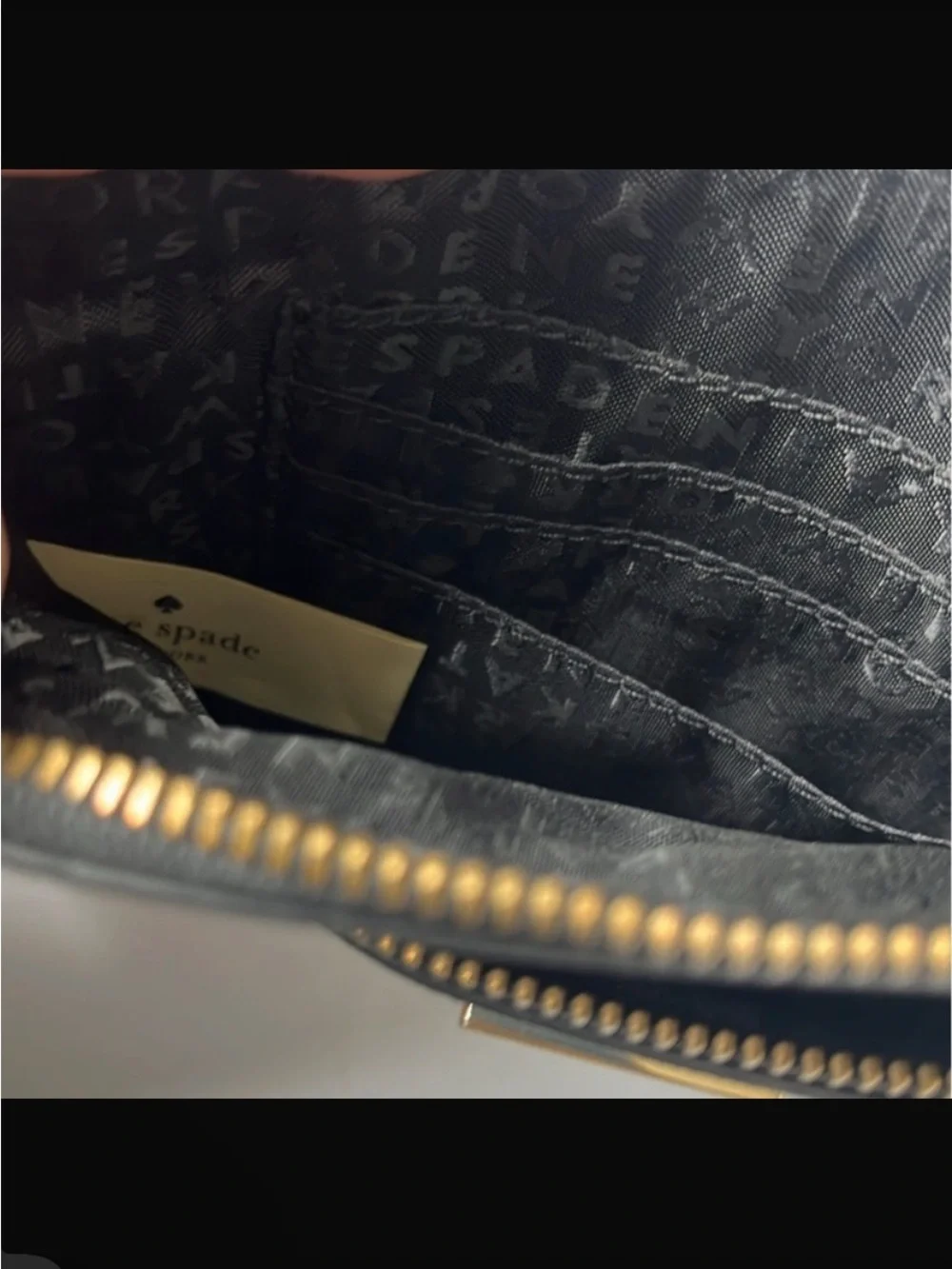 kate spade Black Saffiano Leather Wristlet with Gold Hardware